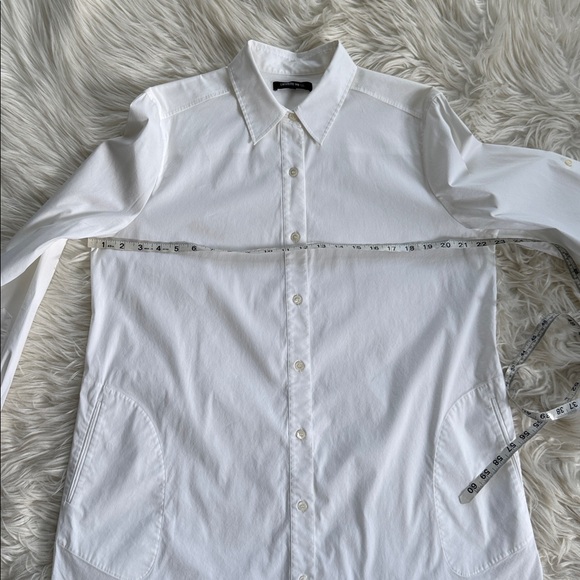 Lafayette 148 New York Long Sleeve Button Down White Shirt Size 12 - Picture 9 of 10